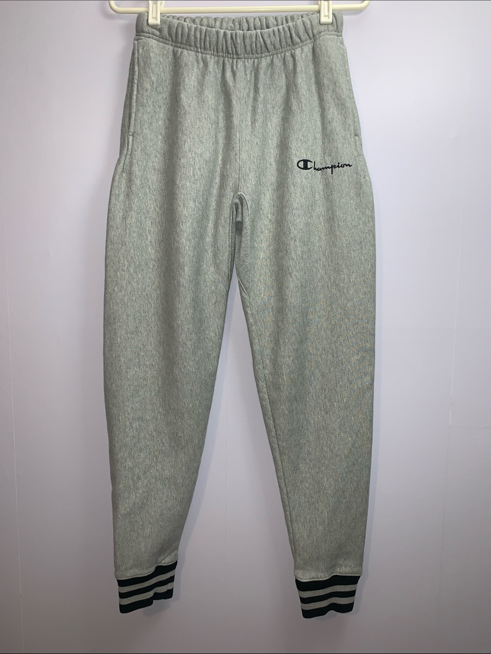 Champion Reverse Weave Light Gray Men's Jogger Sweatpants with Black Logo